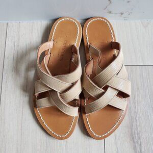 K. Jacques Saint Tropez Sandals Womens 36 Tan Croc Made in France NWT